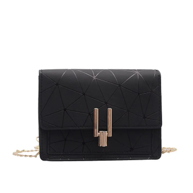 

Female bag 2019 Spring New Fashion Chain Small Flap Bag PU Rhombic Popular Korean Version of the Shoulder Bag Small Bag Purse J4
