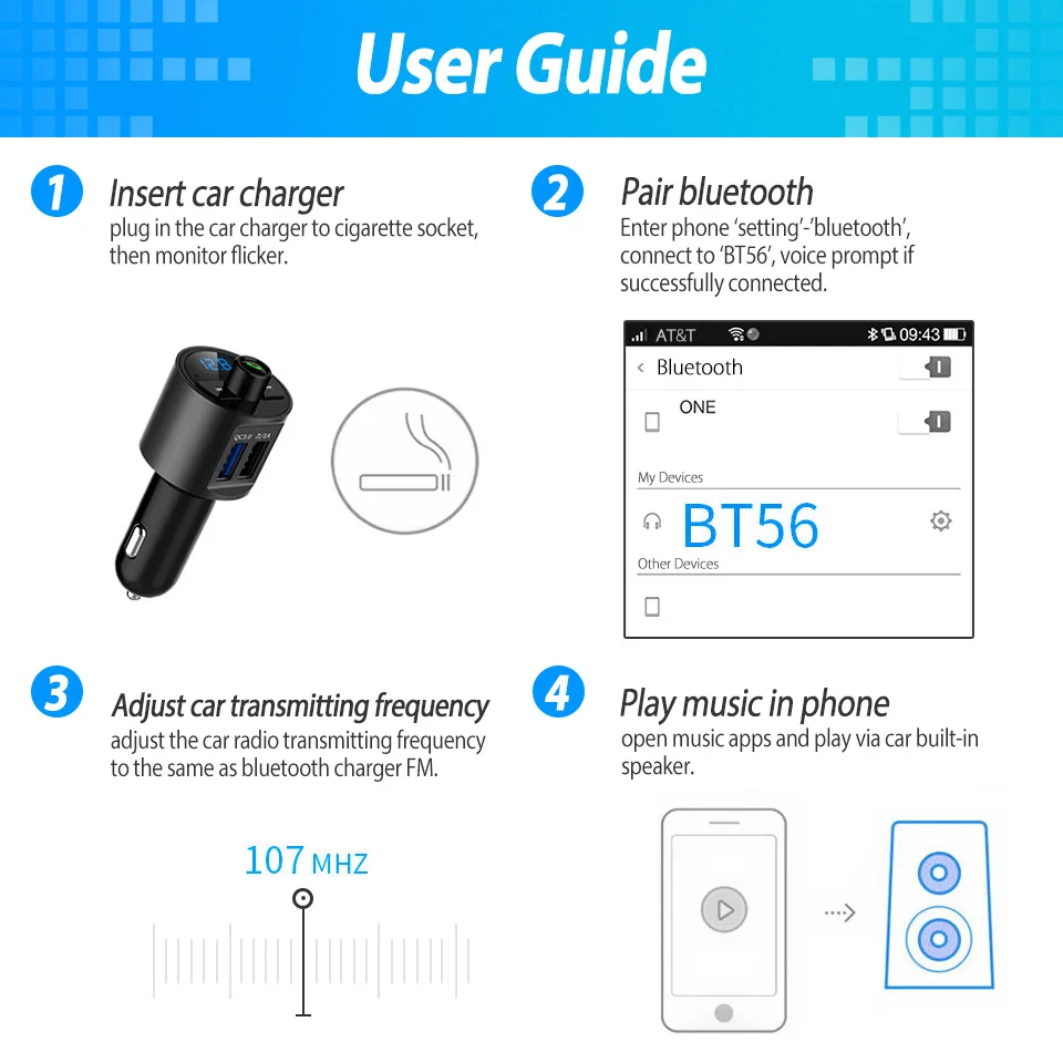Bluetooth автомобильное зарядное устройство Handsfree автомобильный MP3 музыкальный плеер fm-передатчик модулятор двойное USB Автомобильное зарядное устройство Быстрая зарядка 3,0 QC 3,0 быстрая