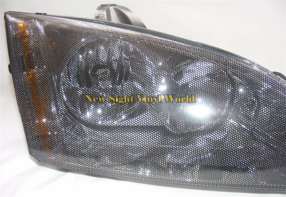 

5 Rolls/Lot Black Perforated Vinyl Fabric See Through One Way Vision Headlight Tint Film
