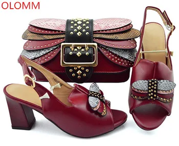 

OLOMM Italian Shoe With Bags Set For Party In Women African Decorated With Rhinestone Shoes And Bag Set For Wedding !MNB1-15