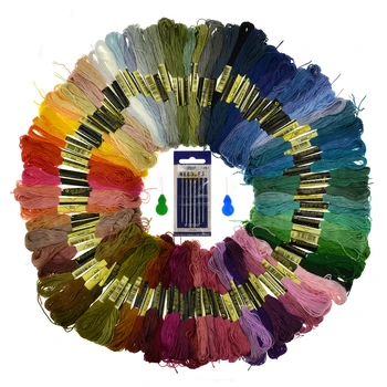 

Mix Color 100pcs Embroidery Thread Set Cross Stitch Threads with 6pcs Sewing Needles Threaders For Mom DIY Sewing Tool Accessory