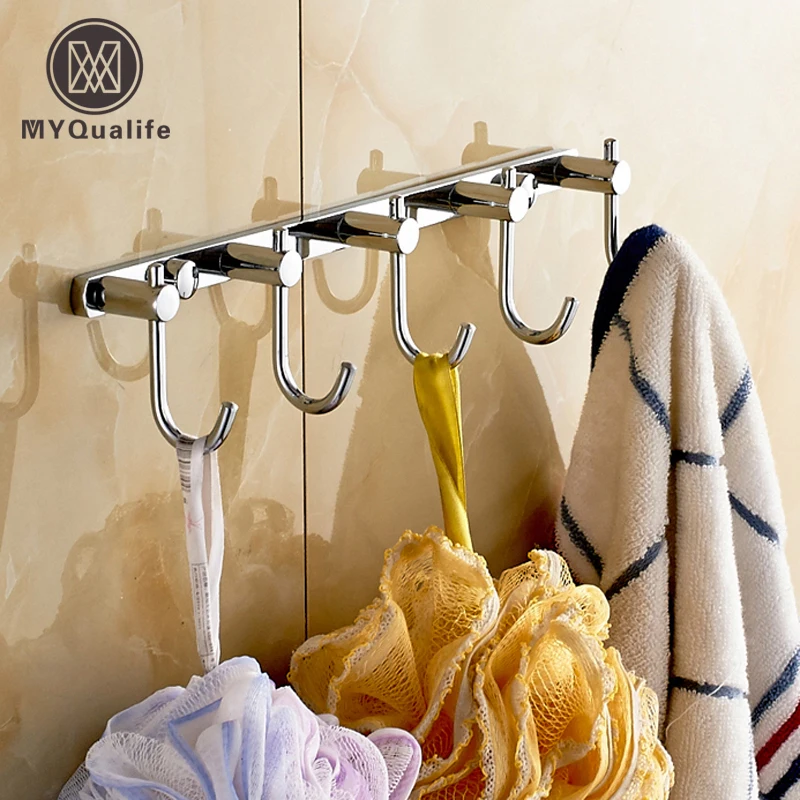 Polished Chrome In wall Bathroom Storage Hooks 3 7 Hooks Kitchen Hanger