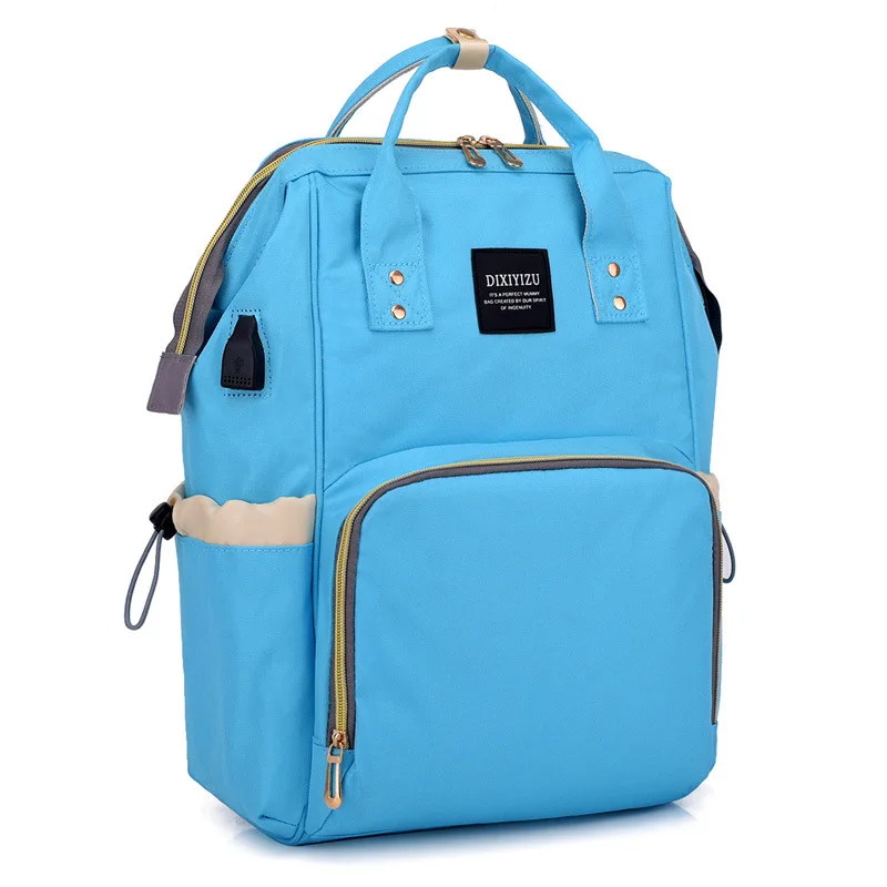Sky Blue Популярный модный женский рюкзак, сумка для мам, usb зарядный порт, умный рюкзак, большая посылка для мамы и ребенка, многофункциональный рюкзак - Цвет: Sky Blue