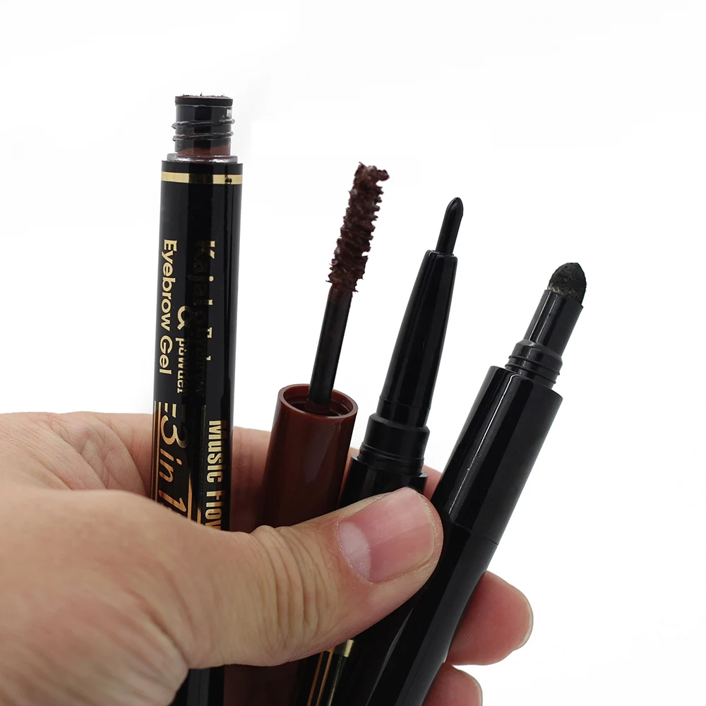 Hot Sale 3 Color Makeup 3 in 1 Eye Brow Kajal Eyebrow Pencil Pen + Waterproof Eyebrow Powder