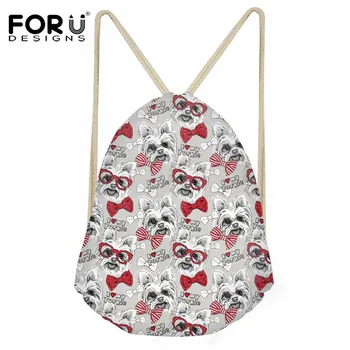 

FORUDESIGNS Casual String Backpack for Girl Yorkshire Terrier Pattern Drawstring Bag Women Lady Fashion Beach Shoes Storage Bag