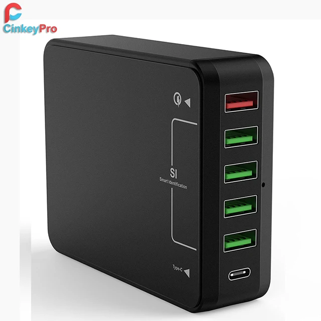 Best Price CinkeyPro Quick Charge 3.0 5 Ports USB Charger with Type C for Samsung iPhone iPad 8A Adapter Mobile Phone Tablet Fast Charging