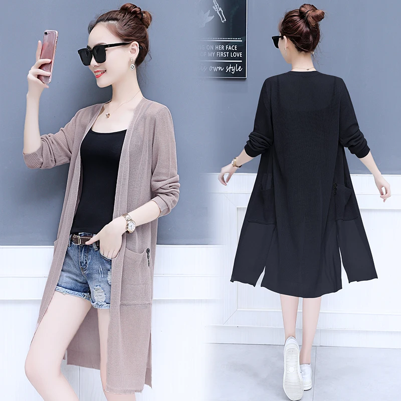 2018 New Summer Women Shirts Loose Long Is Prevented Bask Clothes In Air-conditioning Outside Shawl Blouse Shirt Pink 922 |
