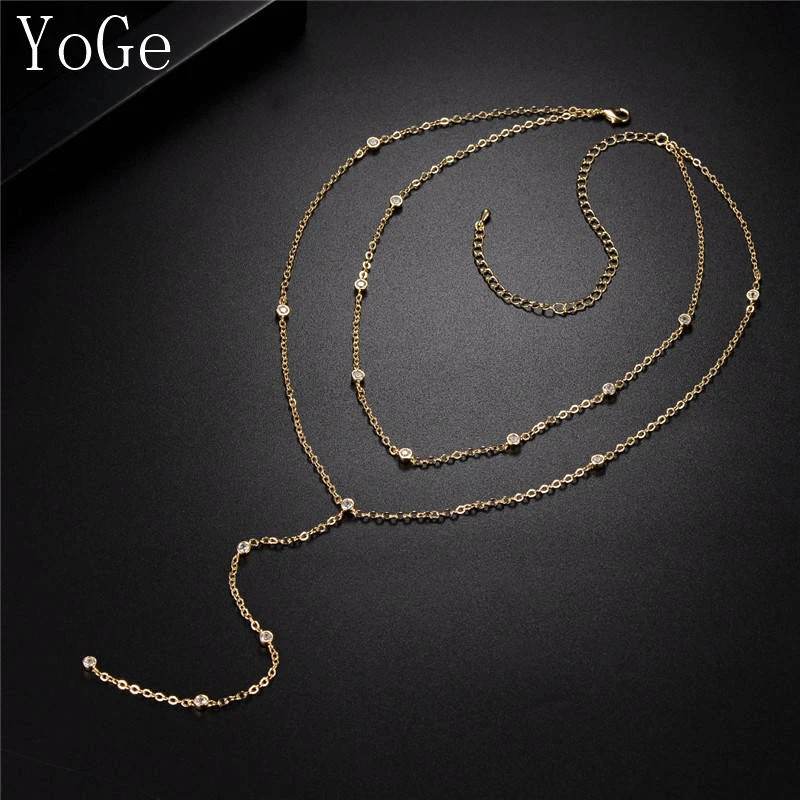 

YoGe statement Jewellery, N9788 Fshion AAA CZ Classic small round stone double layer choker women's necklace