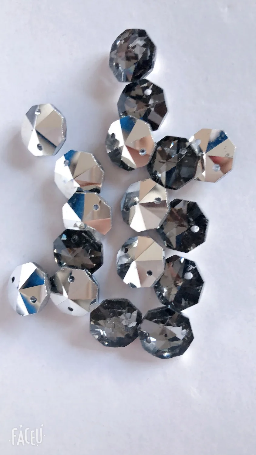 

500pc 14mm AAA MC Grey Aluminum Glass Lamp Prism Chandelier Chain Part DIY Octagon Bead Ornament