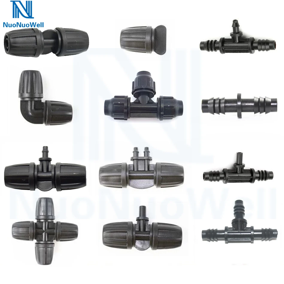 

NuoNuoWell 5Pcs-Pack 8/11 9/12mm Lock Nut Hose Pipe Connector Watering Adapter Joiner Tee Tubing Fittings Reducer Air Fuel Water