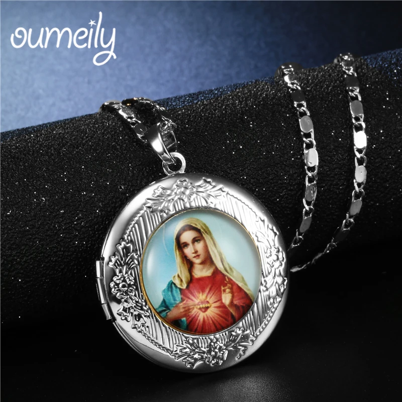 OUMEILY ожерелье s& Кулоны с Иисусом женское мужское длинное ожерелье кулоны для фотографии золотые свадебные цепочки винтажное рождественское ожерелье
