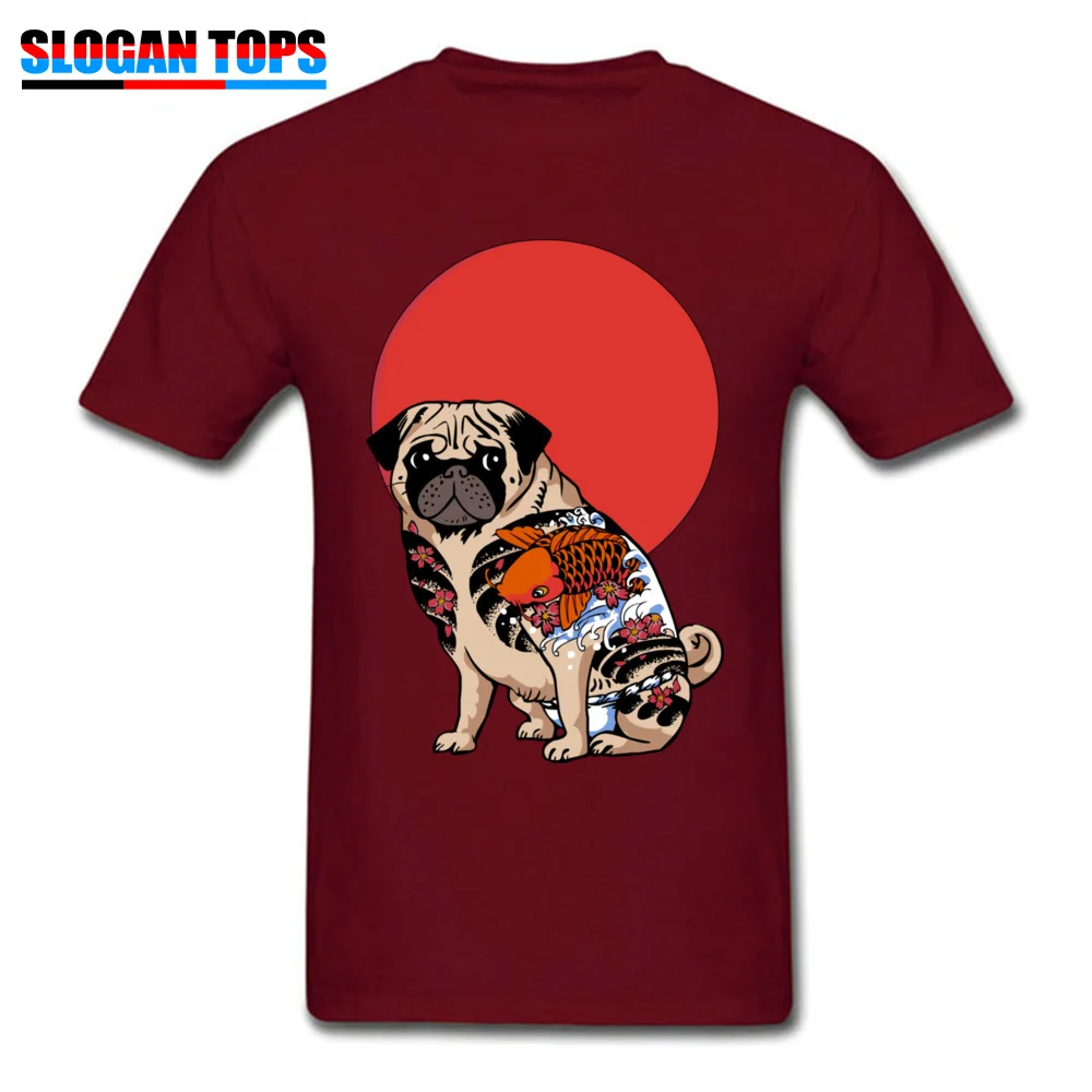 YAKUZA PUG T Shirts Coupons Short Sleeve Leisure Cotton Fabric Round Collar Men Tops Shirt Classic T Shirts ostern Day YAKUZA PUG maroon