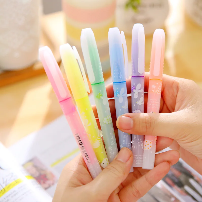 

Student DIY Cute Kawaii Colored Plastic Highlighters Lovely Flower Marker Pens For Scrapbooking School Supplies 6109