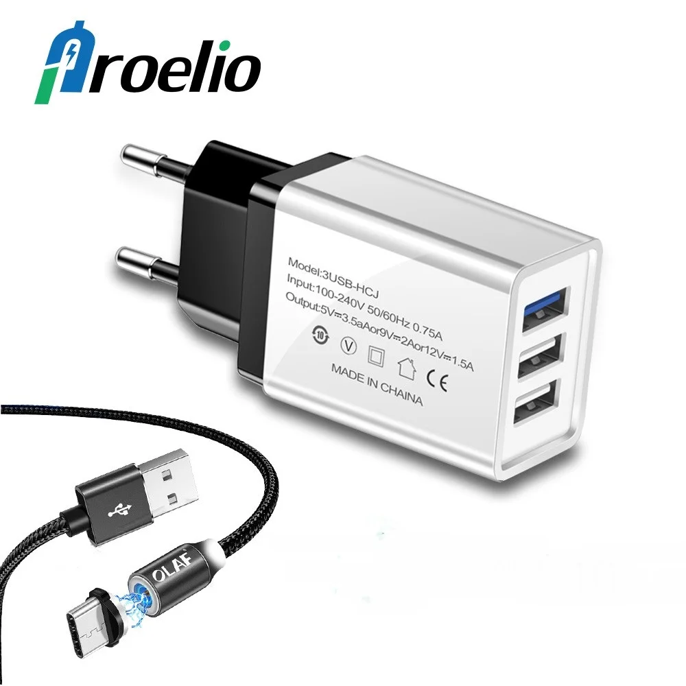

Proelio Universal 3 Ports Fast USB Charger For iPhone 6 7 8 Plus X XR XS Max Mobile Phone USB Charger Fast Charging Wall Charger
