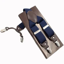 Мода Человек Подтяжки 4 Клипы Подтяжки Эластичный Регулируемый Suspensorio Bretelles Tirantes Повседневные Брюки ligas с коробкой цвета