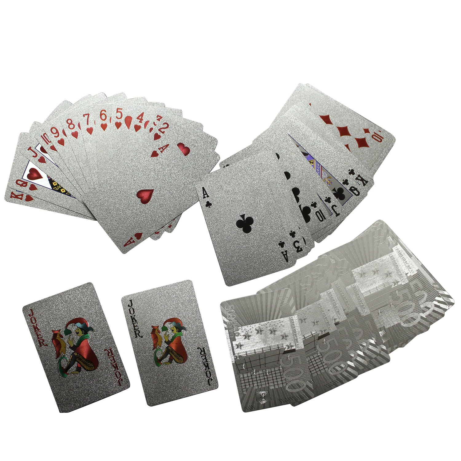 

24K Golden Playing Cards Deck Silver Foil Poker Set Magic Card Durable Waterproof Game Cards Euro US Dollar Design Poler Cards 1