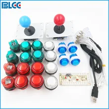 Аркадный Комплект игры, в которых используются монеты DIY с нулевой задержкой USB кодер+ 28 мм кнопки с подсветкой+ Sanwa аркадный джойстик
