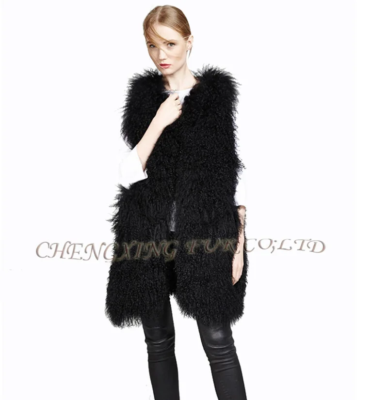 

CX-G-B-268 New Handmade Super Quality Women Genuine Mongolian Lamb Fur Vest