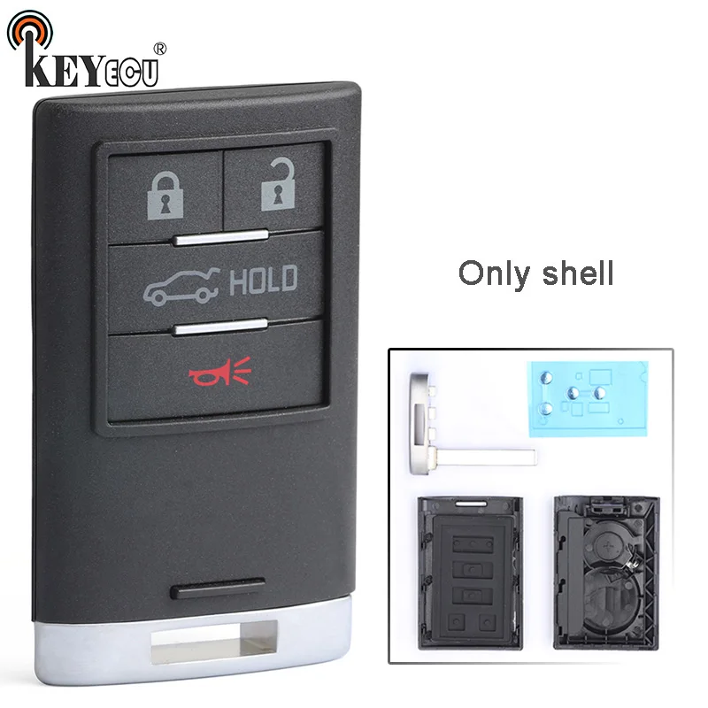 

KEYECU for Cadillac XTS ATS 2013 2014 Replacement 3+1 4 Button Smart Remote Car Key Shell Case Fob NBG009768T