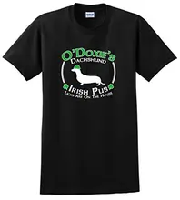 New Man Design T Shirt Print Men’s 100% Cotton Crew Neck Short-Sleeve St Patricks Day Dog Dachshund Doxie Irish Pub Sign Tee