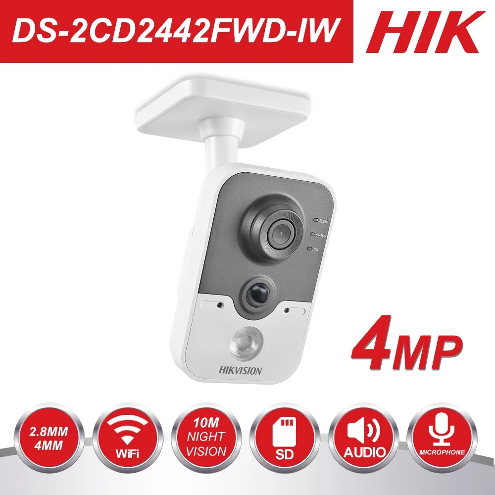 Hikvision Беспроводная ip-камера безопасности DS-2CD2442FWD-IW 4MP CMOS WiFi IR-Cut ночная версия камеры видеонаблюдения двухсторонняя аудио sd-карта