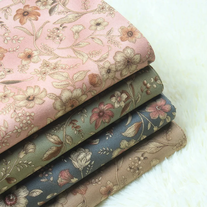 

Vintage Style Cotton Linen DIY Fabric Floral Prints Cushion Cover/Table Cloth Sewing Fabric Handbag/Dress Fabric by Yard