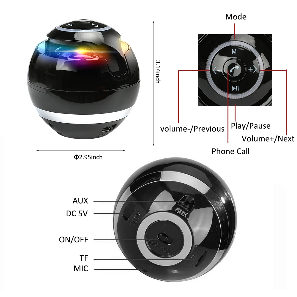 Abuzhen портативная мини bluetooth колонка беспроводная гарнитура светодиодный