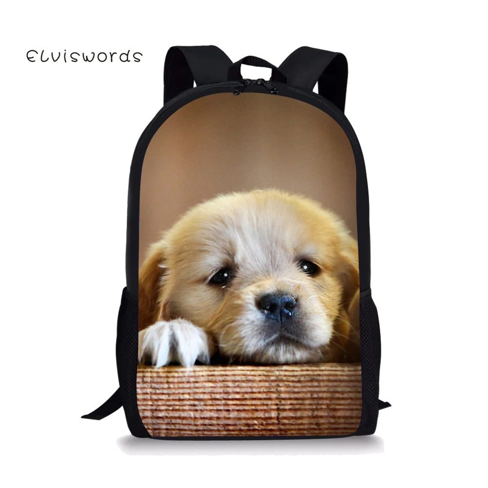 

ELVISWORDS Backpack For Teenager Girls Boys Kids Adorable Schoolbag Small 3D Cute Dogs Printed Children Casual Bag Women Travel
