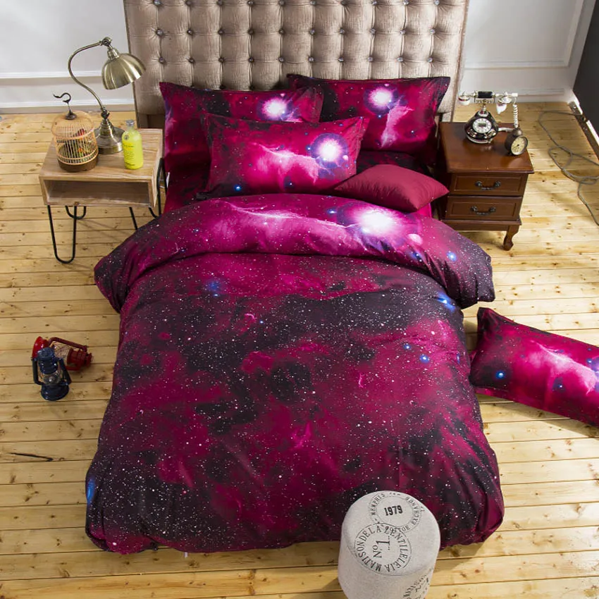 

Starry Sky Nebula Comforter Bedding Sets For Adults Textiles Quality Modern Printed Home Sheet Duvet Cover Sanding Pillowcase