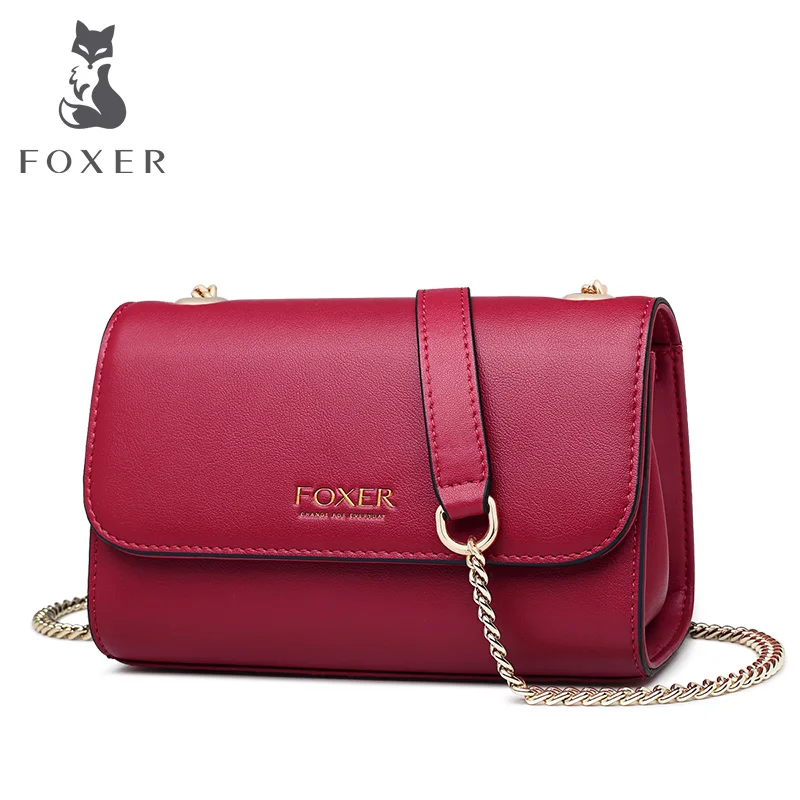 FOXER, сексуальные женские маленькие сумки с клапаном, Женская шикарная элегантная сумка через плечо для женщин,, кожаные сумки-мессенджеры, простая Маленькая женская сумка