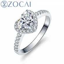 ZOCAI карат Алмазный эффект в форме сердца, 0,44 КТ Сертифицированный D-E/VS алмаз обручальное женское кольцо 18 К Белое золото(Au750) W02994