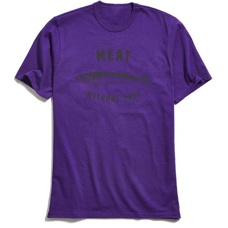 Meat Without Feet New Coming Short Sleeve Funny T-shirts 100% Cotton Crew Neck Men Tops T Shirt Birthday Sweatshirts Lovers Day Meat Without Feet purple