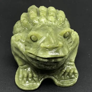 

Cristal Natural gem show de jade e ouro sapos decorativos cura de pedra entalhadas à mão jóia de cristal cura energética