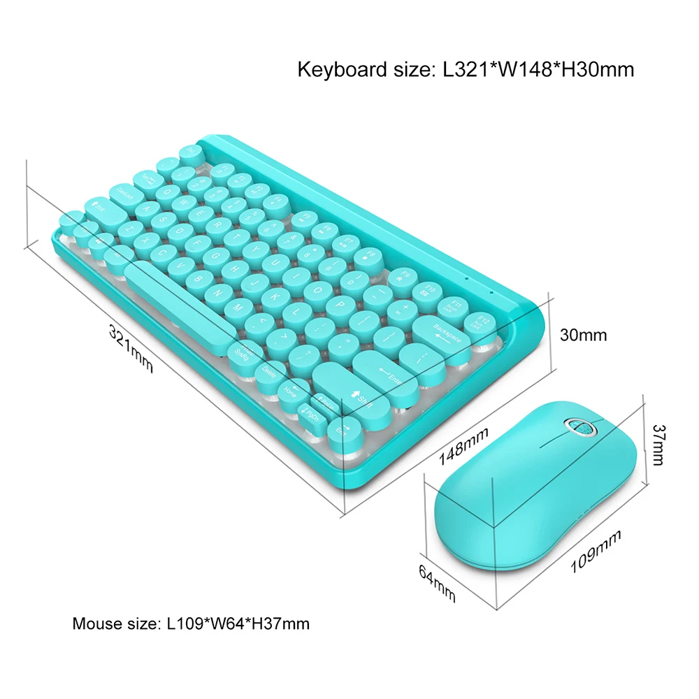 Беспроводная цветная 77 клавишная клавиатура, мышь, комбинированный комплект, круглая клавишная Кепка, мультимедийная музыка, SMS ярлыки, Bluetooth клавиатура, 1000 DIP набор мышей