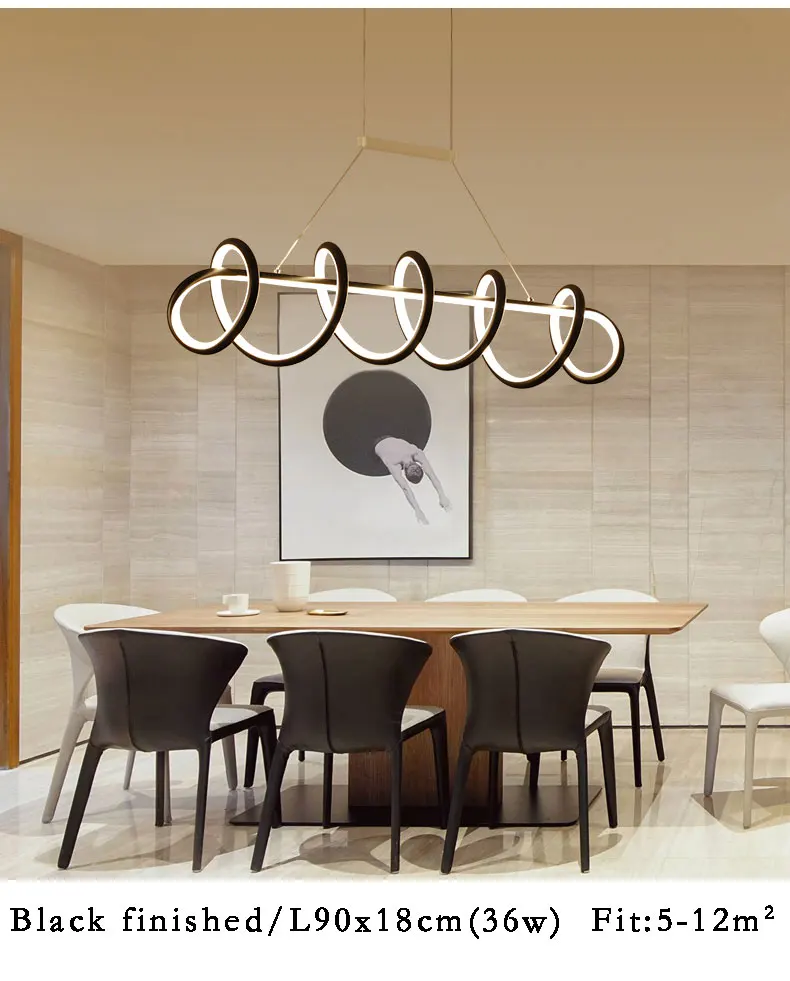Luzes para Sala de Estar Sala de Jantar Novo Estilo Preto Branco Moderno Led Pingente Acrílico Lâmpadas Casa Design Ac110v 220 v - 13 luzes para sala de estar sala de