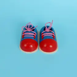 Новое поступление Лидер продаж 1 пара деревянная обувь игрушки малыш шнуровкой обувь раннее образование игрушка учебных пособий для