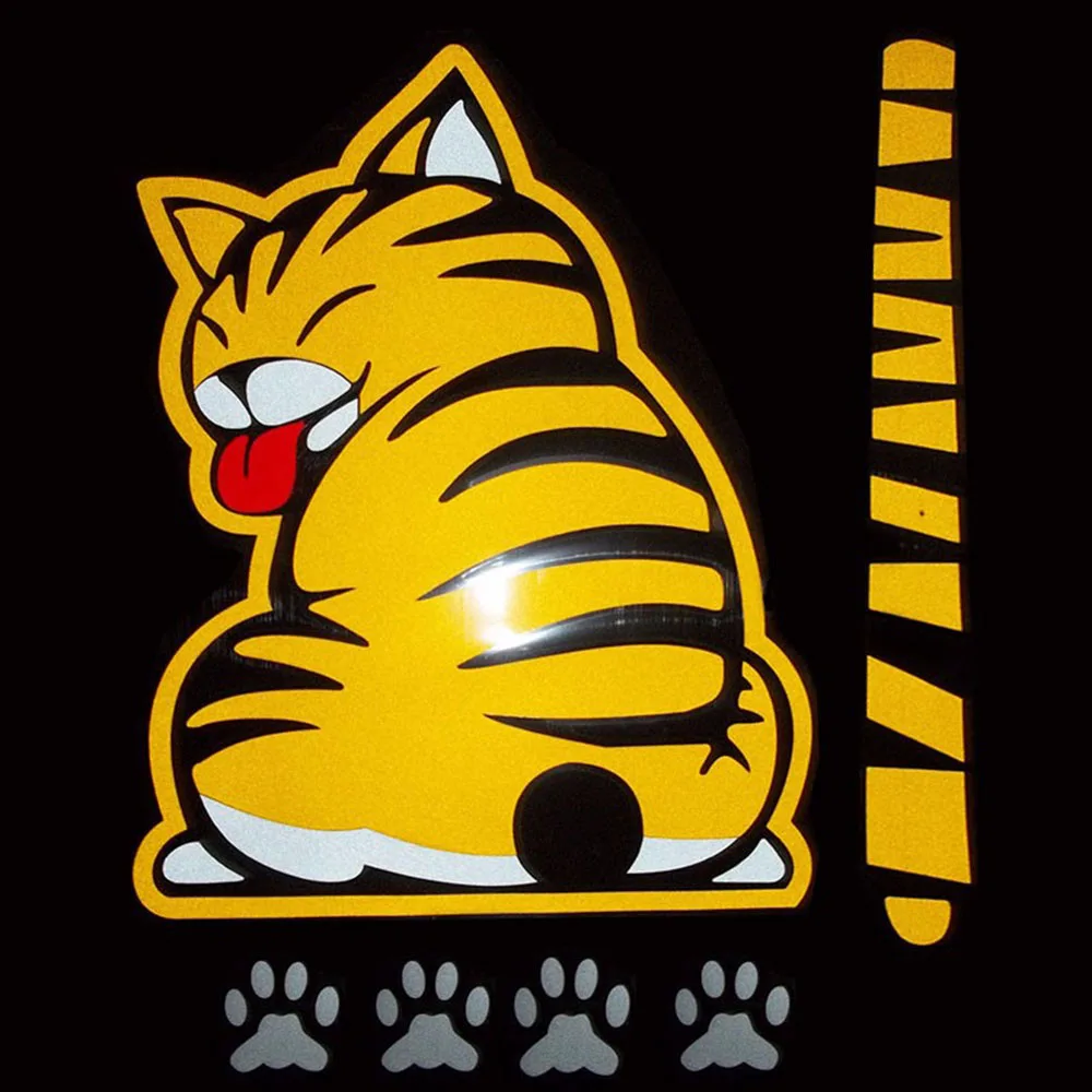

Cartoon Cat Moving Tail Paws Sticker Window Reflective Sheeting 3D Car Decal Rear Wiper Funny Outside Styling Windshield Cool