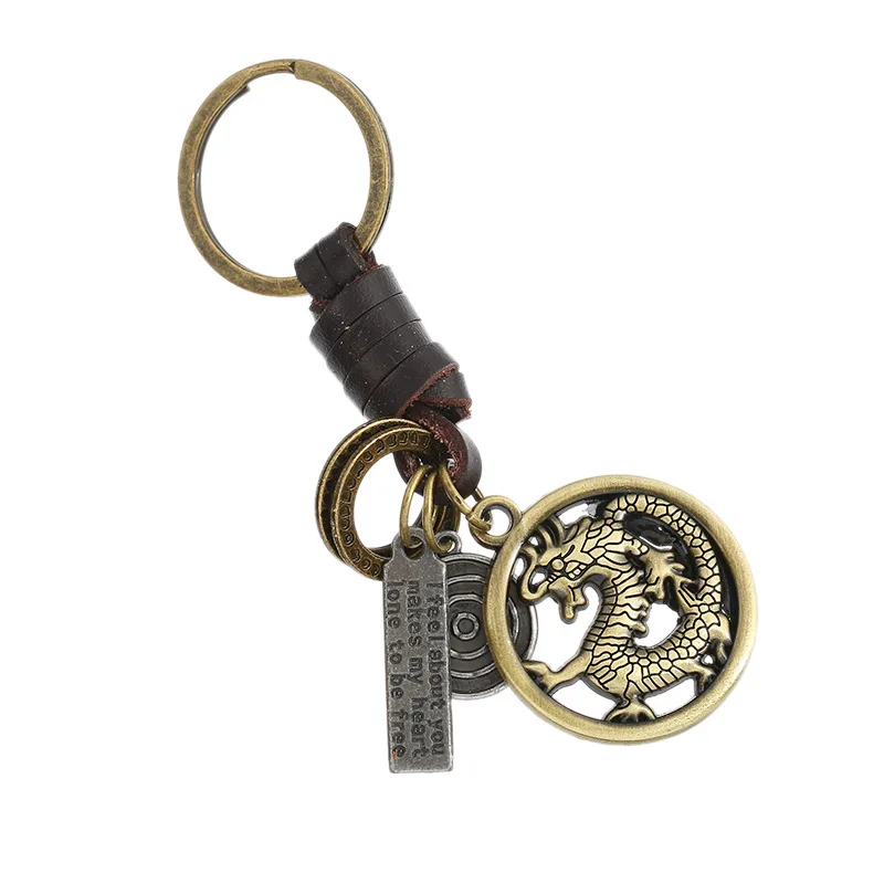 

Dragon Keychain Punk Leather Key Ring Zinc Alloy Charm Custom Key Chain