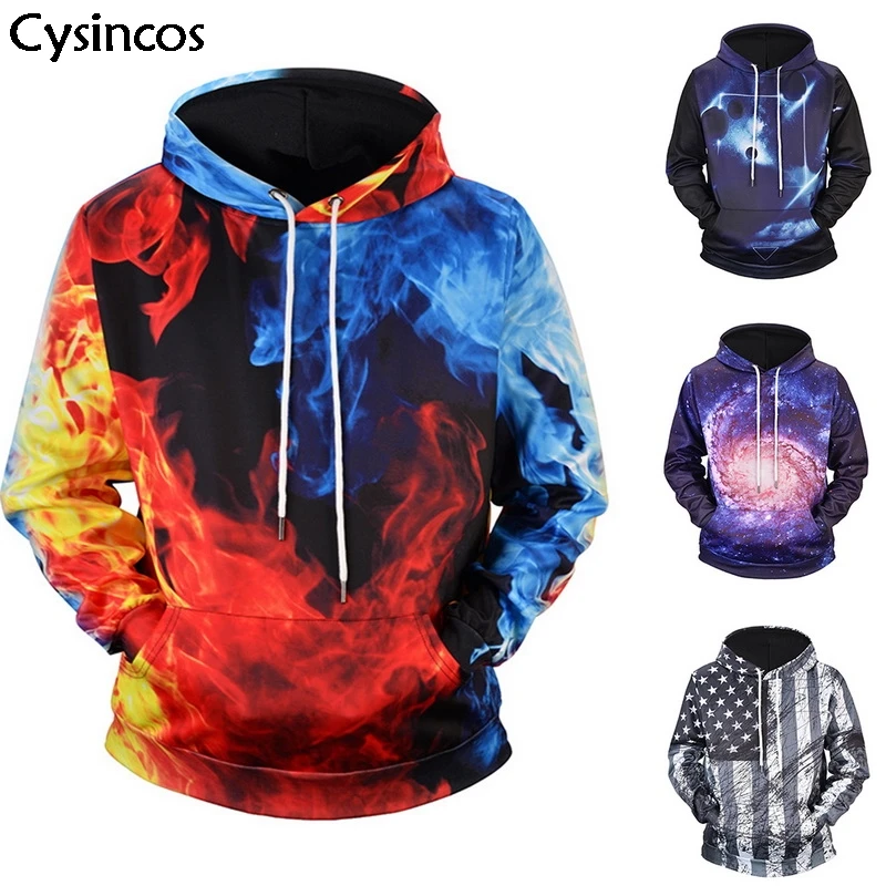 

Cysincos 2019 New Autumn Winter Men's Hoodies Sweatshirt 3D Printed Long-sleeved Pullovers Slim Casual Male Large Size Tops