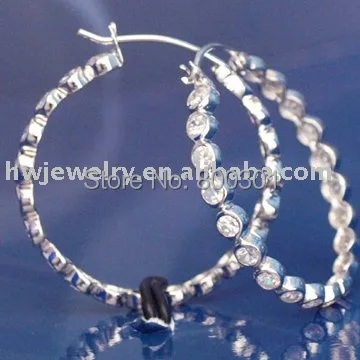 

silver hoop earring/ sterling silver 925 hoop earrings/cz sterling silver earring