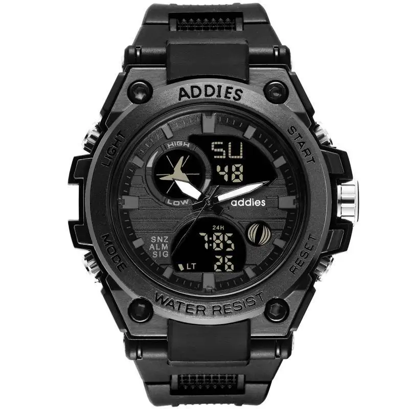 Роскошные часы для плавания Цифровые мужские спортивные часы 30 м светодиодный спортивные часы для мужчин водонепроницаемые мужские спортивные часы мужские модные наручные часы - Цвет: Черный