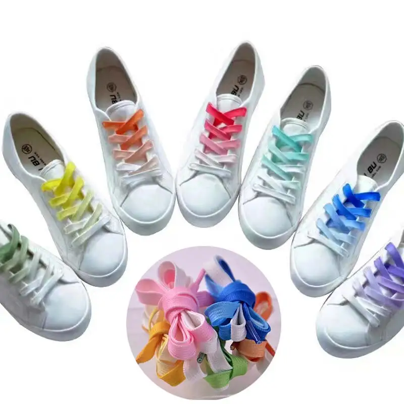 Hot Flat Color Gradient Changing Colors Shoe Laces Party Camping Boots Shoelace Strings Growing sport shoelaces drop shipping