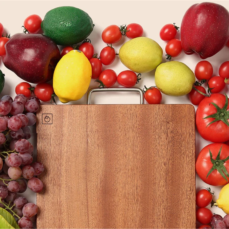 

youpin Huohou Chopping Block for meat fruit vegetable bar Kitchen tools Ebony Wood Thick cutting board S L