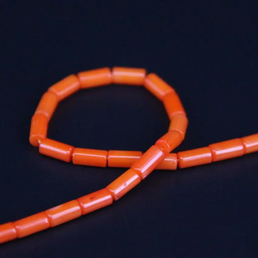 5 нитей/лот 4x8 мм натуральный оранжевый бамбуковый коралловый цилиндрические Бусы Подвески, коралловые трубки бусины для изготовления браслетов аксессуары для изготовления украшений