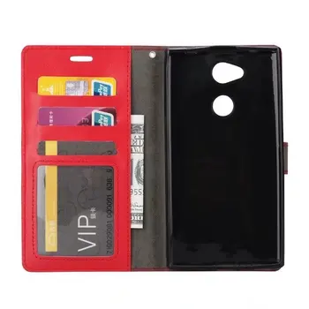 

100pcs/lot free shipping Crazy Horse Wallet Leather Case For Sony Xperia L2 With Photo Frame Card Slots