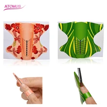 100 шт. для наращивания ногтей французские акриловые УФ-гель Советы строитель форма Руководство трафарет, инструменты для маникюра, само-клеящиеся формы наклейки