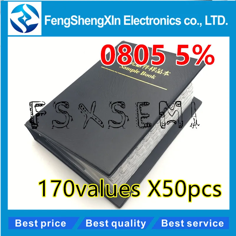

170values *50pcs=8500pcs Sample Book 0805 SMD resistor 5% 0R~10M Sample Book Resistors Assortment Kit freeshipping