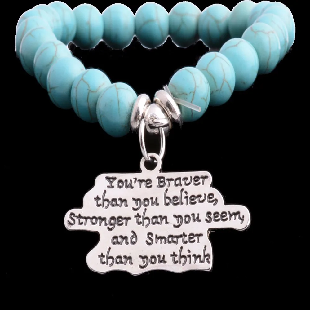 Inspirational Bracelet You Are Braver Than You Believe Stronger Smarter