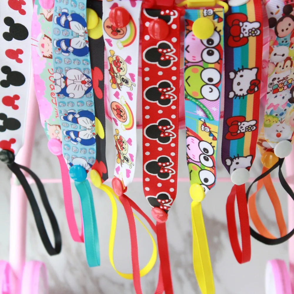 Small Hole Pacifier Clips Cartoon Baby Pacifier Chain Ribbon Feeding Toy Chains Kids Soother Nipple Strap Holder Clip G0177