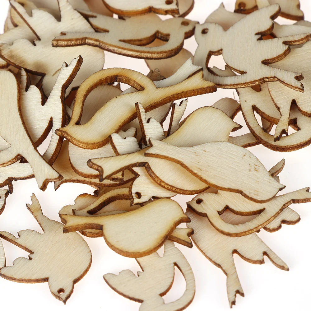 

50Pcs/set 2019 New Wooden Craft Scrapbooking Handmade Mixed Birds Shape Slices Decoration Embellishments DIY Home Decor Crafts